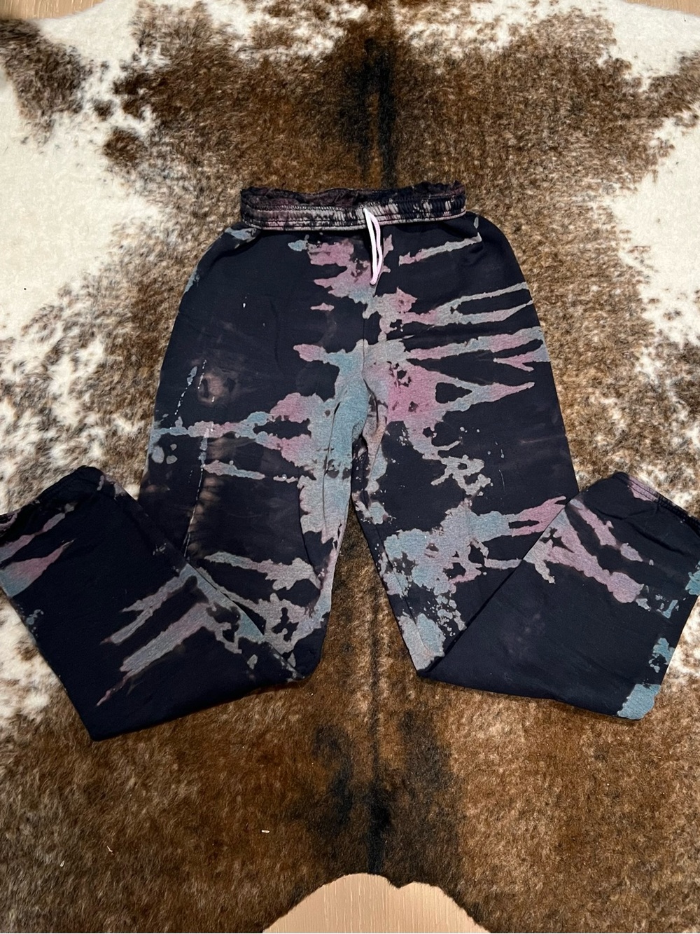 Women’s Tie-Dye Black and Purple Custom Made Sweatpants Set